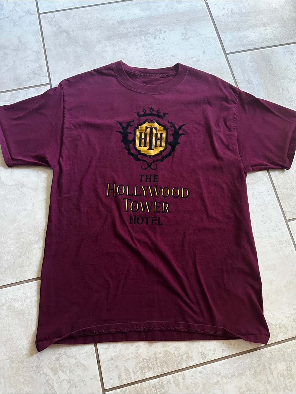 Hanes Burgundy Hollywood Tower Hotel Graphic Tee